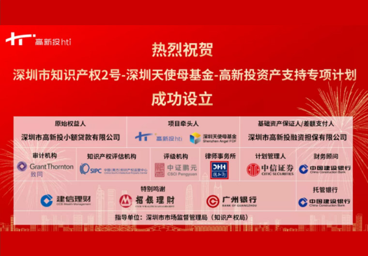 喜讯︱深圳市知识产权2号-深圳天使母基金-高新投资产支持专项计划成功发行
