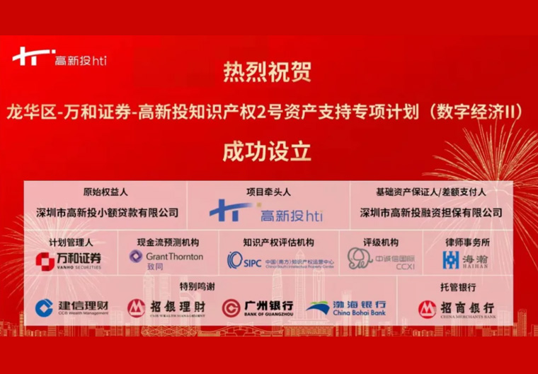 喜讯｜龙华区-高新投知识产权2号资产支持专项计划（数字经济II）成功发行