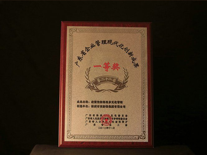 2012年 深圳市高新投集团有限公司的管理成果――“政策性担保的多元化管理”荣获第二十二届广东省企业管理现代化创新成果一等奖。